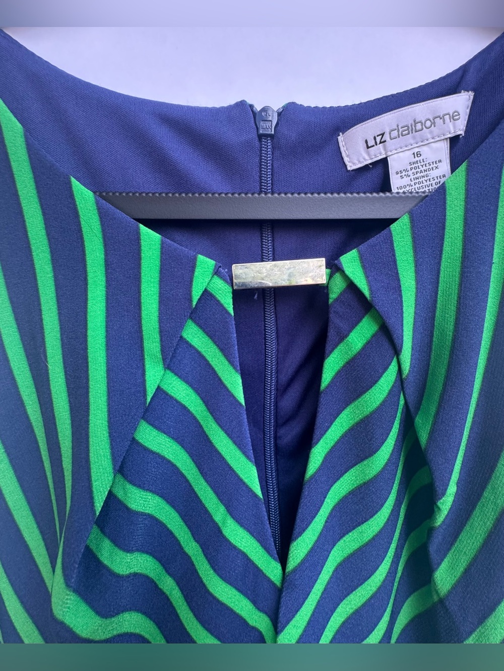 NWT Liz Claiborne Striped Keyhole Fit-and-Flare Midi Dress – Size 16 - Picture 10 of 16